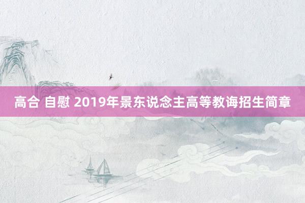 高合 自慰 2019年景东说念主高等教诲招生简章