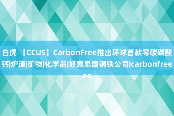 白虎 【CCUS】CarbonFree推出环球首款零碳碳酸钙|炉渣|矿物|化学品|好意思国钢铁公司|carbonfree