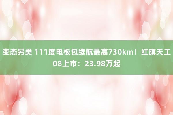 变态另类 111度电板包续航最高730km！红旗天工08上市：23.98万起